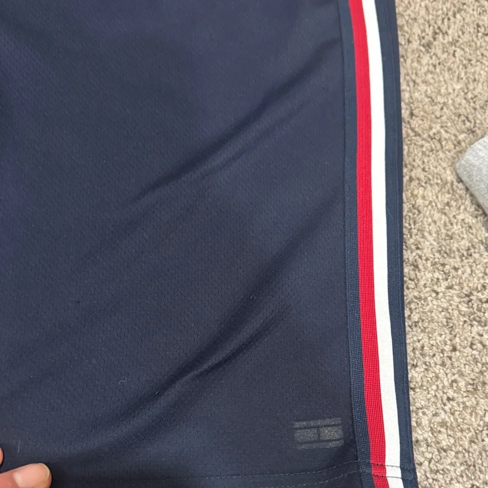 Tommy Hilfiger Men's Athletic Shorts in Navy with Red and White Stripes - Picture 3 of 9
